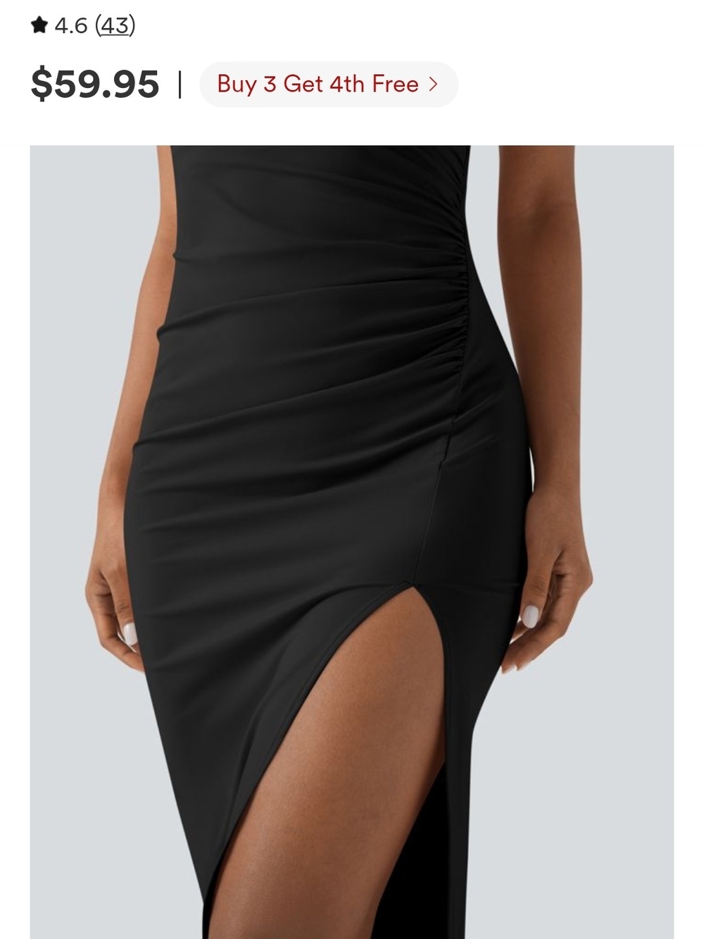 NWT Halara SoftlyZero Black Ruched Lace-Up Midi Dress - Picture 4 of 7